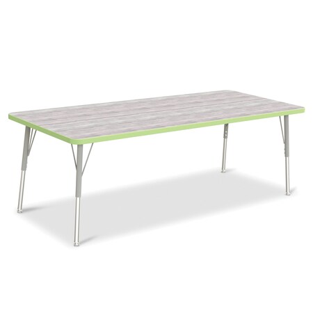 Jonti-Craft Berries Rectangle Activity Table, 30 in. x 72 in., A-height, Driftwood Gray/Key Lime/Gray 6413JCA451